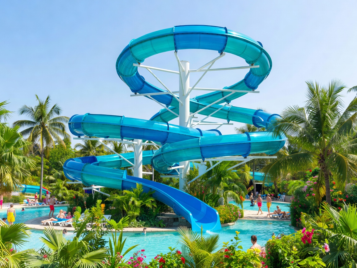 Giant enclosed looping water slide at Suntago Poland